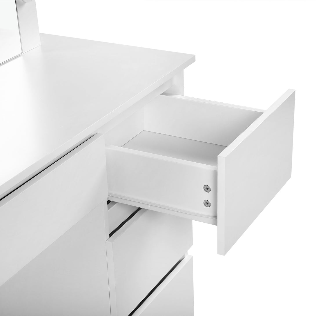 BEGONIA 2 Piece Dressing Table with Mirror & Stool Set - WHITE