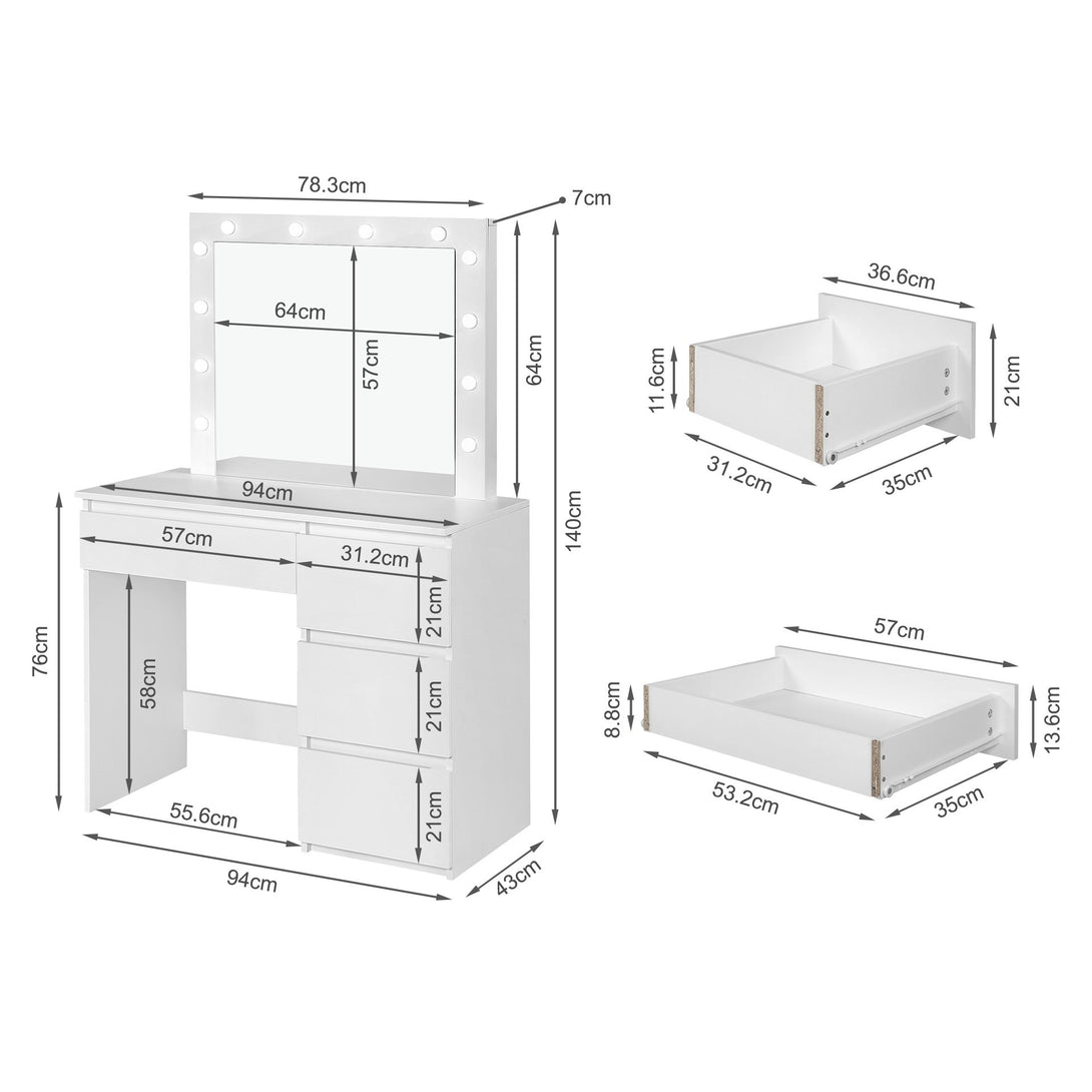 BEGONIA 2 Piece Dressing Table with Mirror & Stool Set - WHITE