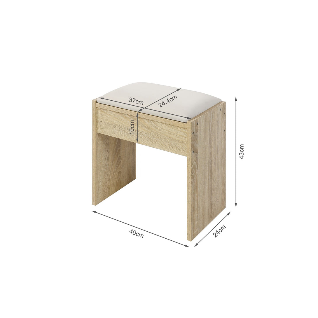 BEGONIA 2 Piece Dressing Table with Mirror & Stool Set - OAK