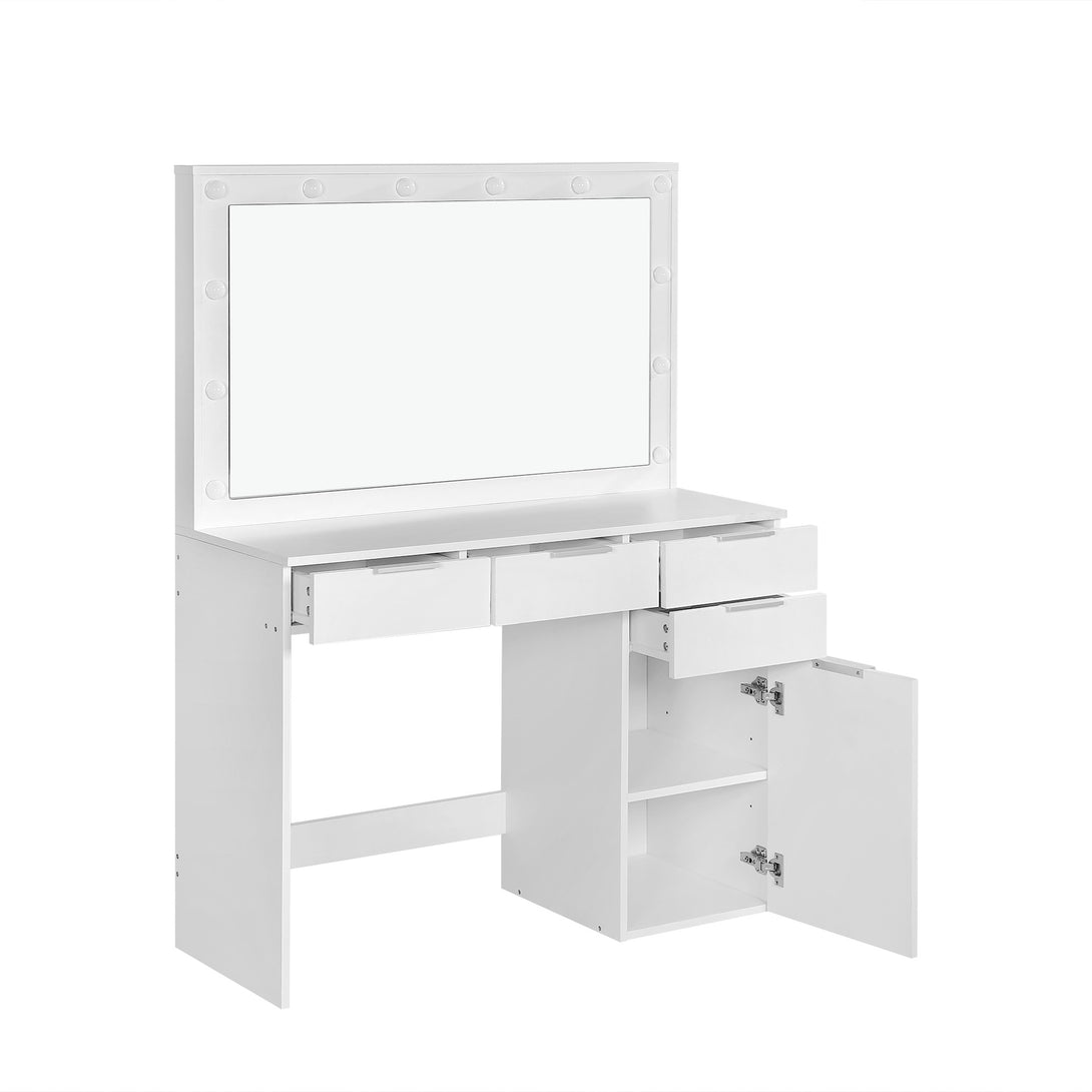 COMFREY 2 Piece Dressing Table with Mirror & Stool Set - WHITE
