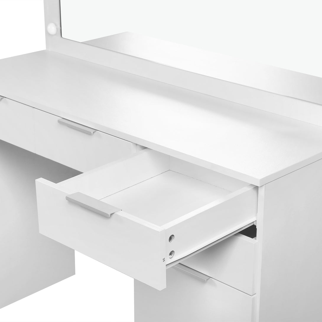 COMFREY 2 Piece Dressing Table with Mirror & Stool Set - WHITE