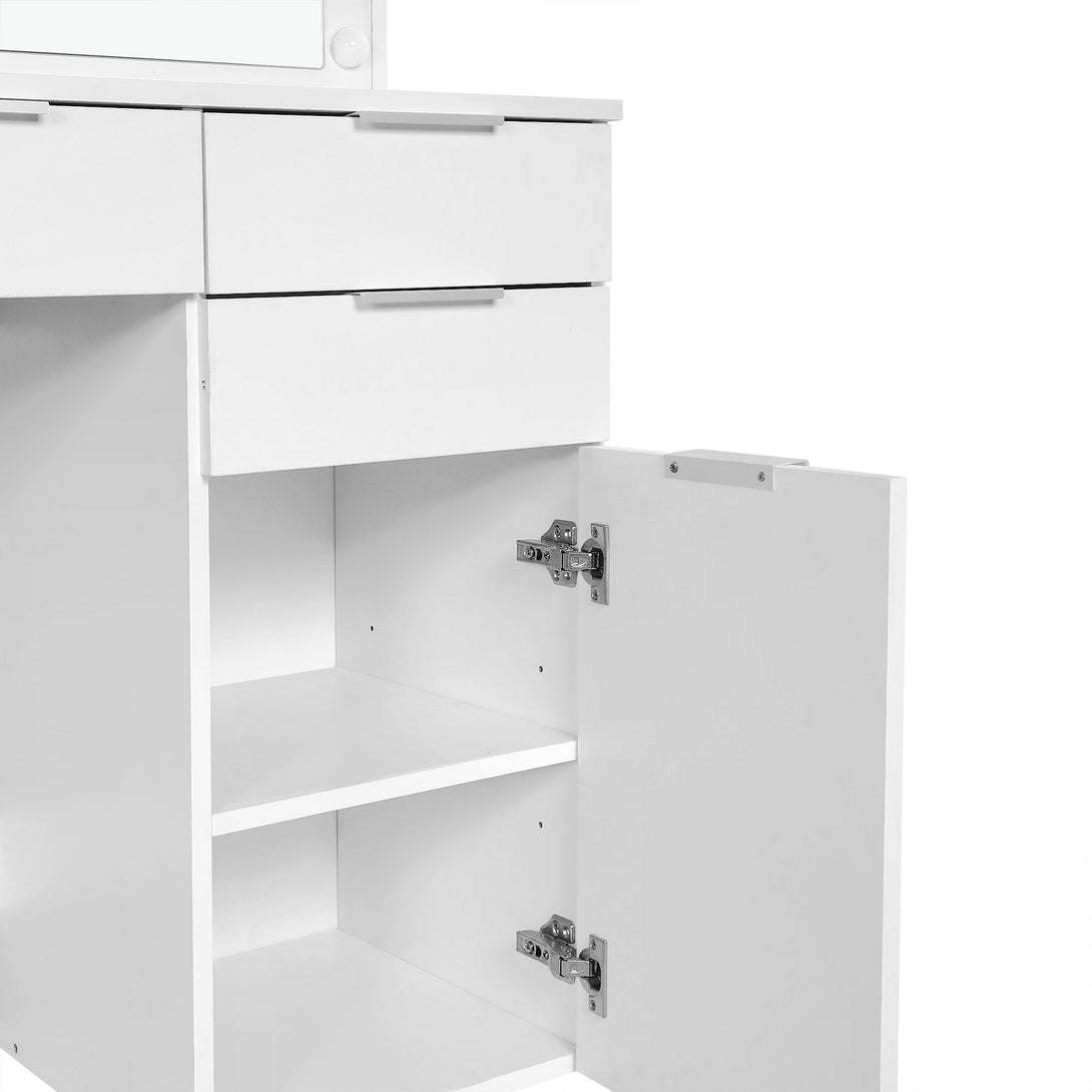 COMFREY 2 Piece Dressing Table with Mirror & Stool Set - WHITE