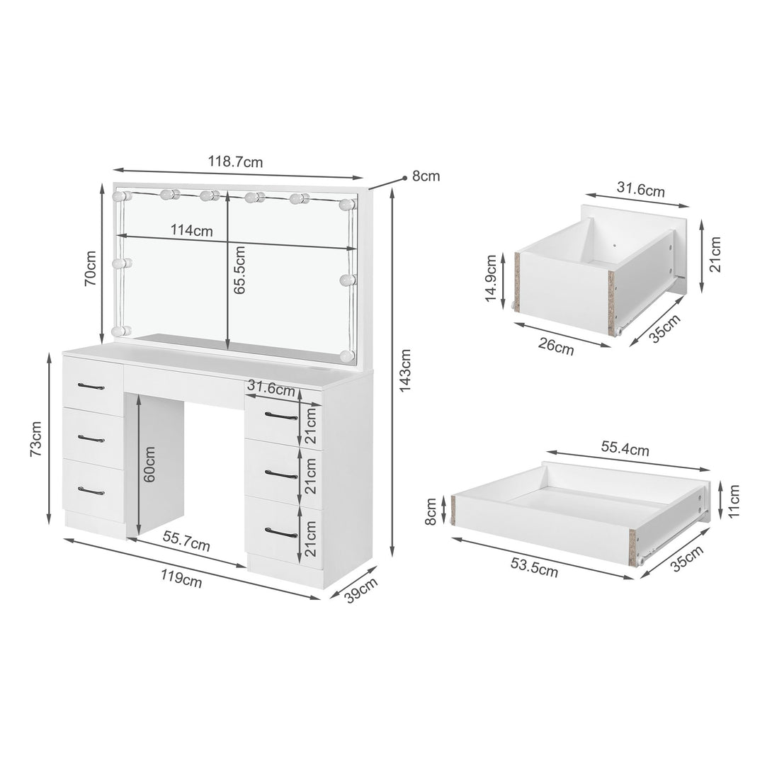 LISIANTHUS 2 Piece Dressing Table with Mirror & Stool Set - WHITE