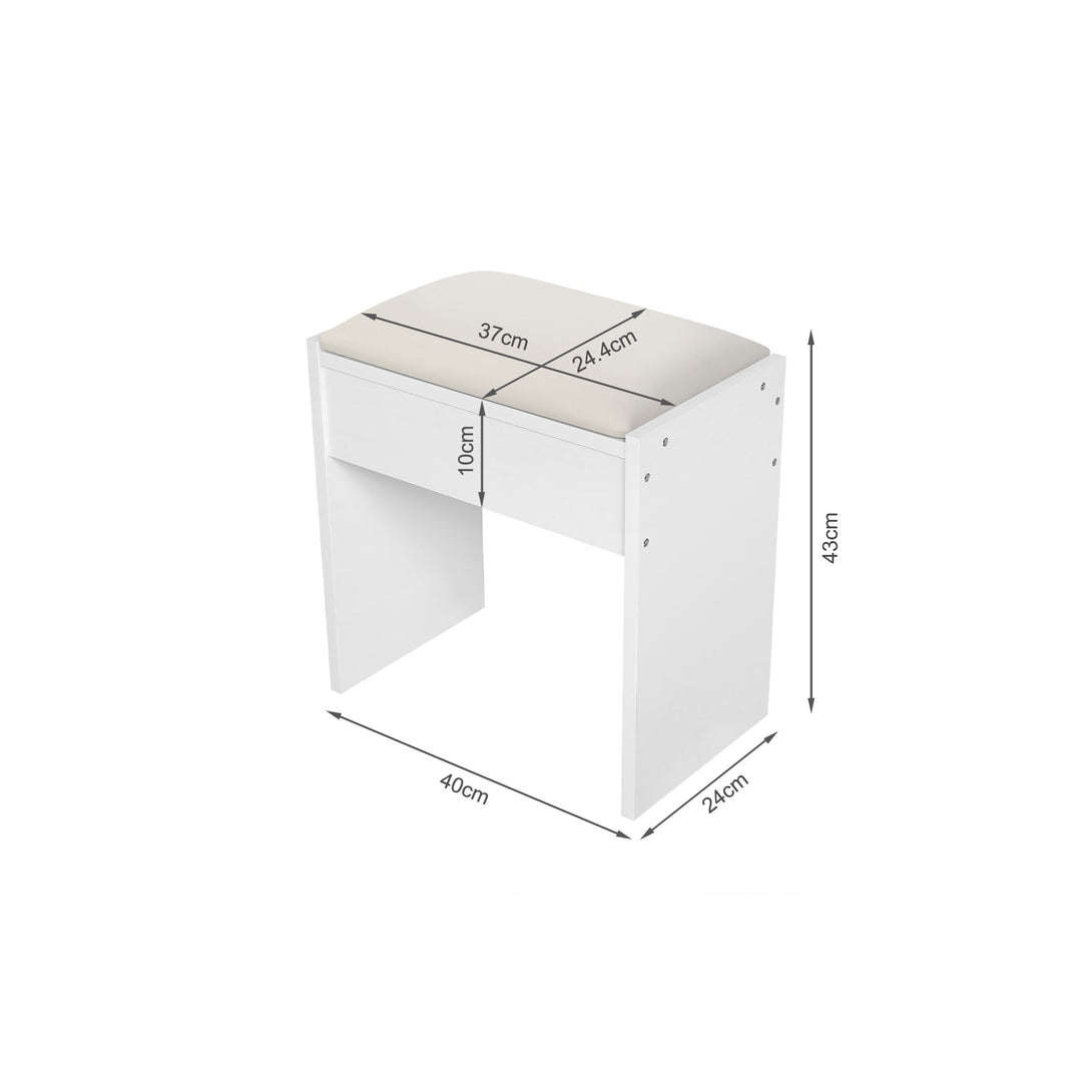 LISIANTHUS 2 Piece Dressing Table with Mirror & Stool Set - WHITE