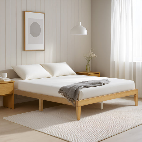 Conival Double Wooden Bed Frame - Natural Oak