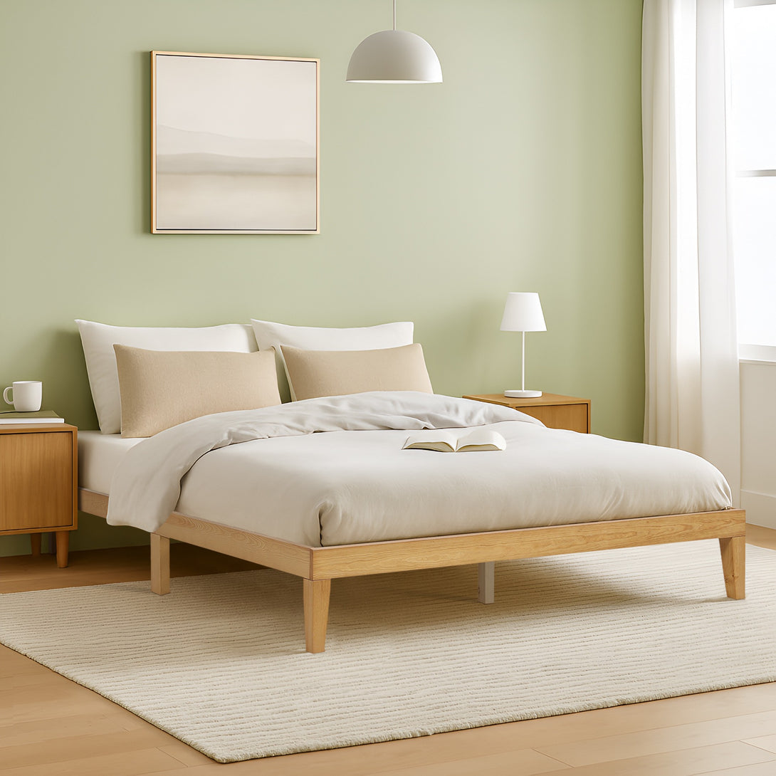 Conival Queen Wooden Bed Frame - Natural Oak