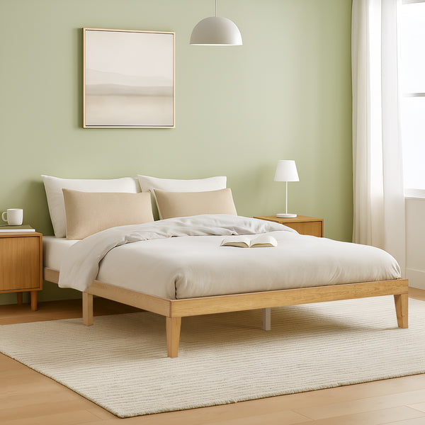 Conival Queen Wooden Bed Frame - Natural Oak