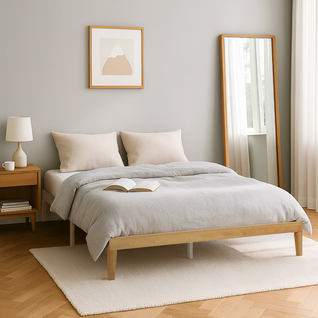 Conival King Wooden Bed Frame - Natural Oak