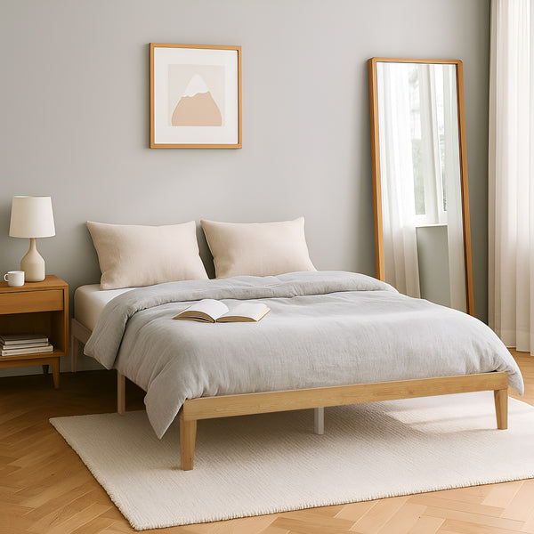 Conival King Wooden Bed Frame - Natural Oak