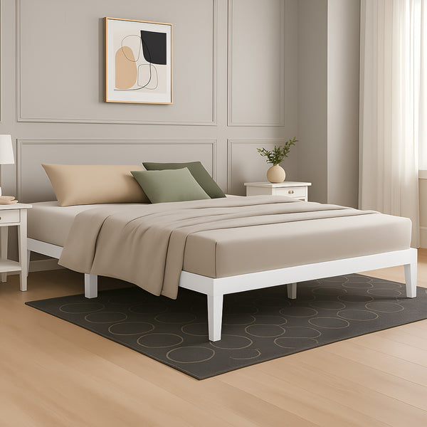Conival Queen Wooden Bed Frame - White