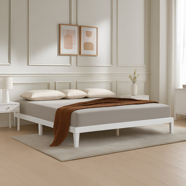 Conival King Wooden Bed Frame - White