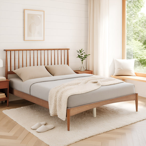 Tolmount Double Wooden Bed Frame - Walnut