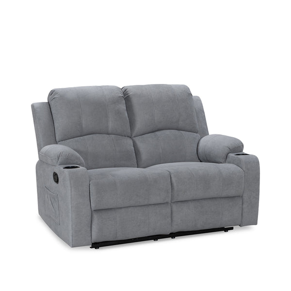 Henley Fabric Manual 2 Seater Recliner Sofa - Grey