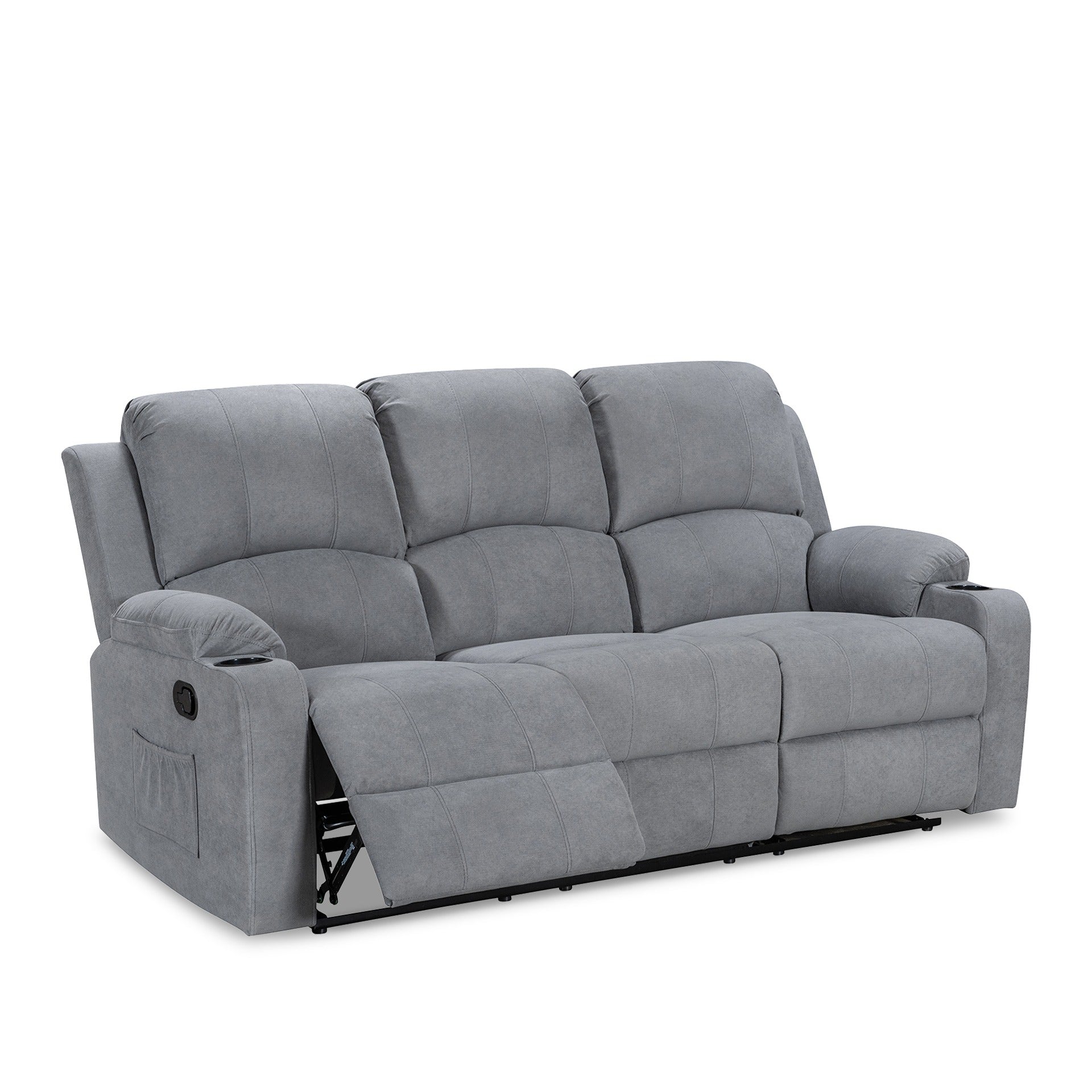 Henley Fabric Manual 3 Seater Recliner Sofa - Grey – Treasurebox