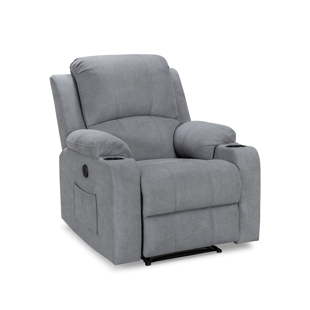Henley Fabric Electric 1 Seater Recliner Sofa - Grey (0.420m³ - 40.5kg)