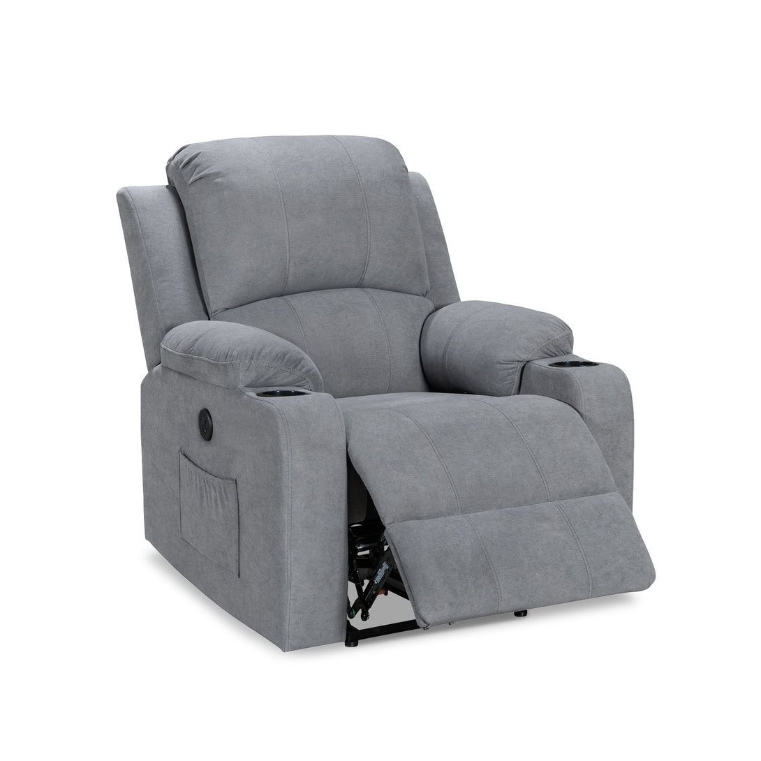 Henley Fabric Electric 1 Seater Recliner Sofa - Grey (0.420m³ - 40.5kg)