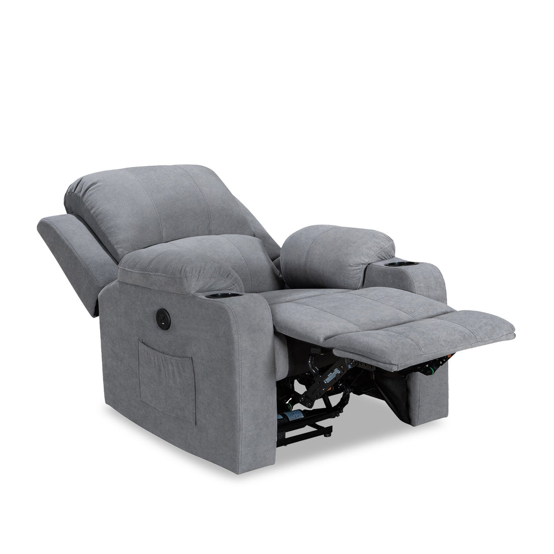 Henley Fabric Electric 1 Seater Recliner Sofa - Grey (0.420m³ - 40.5kg)