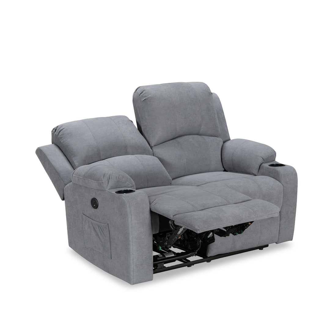 Henley Fabric Electric 2 Seater Recliner Sofa - Grey (0.701m³ - 66kg)