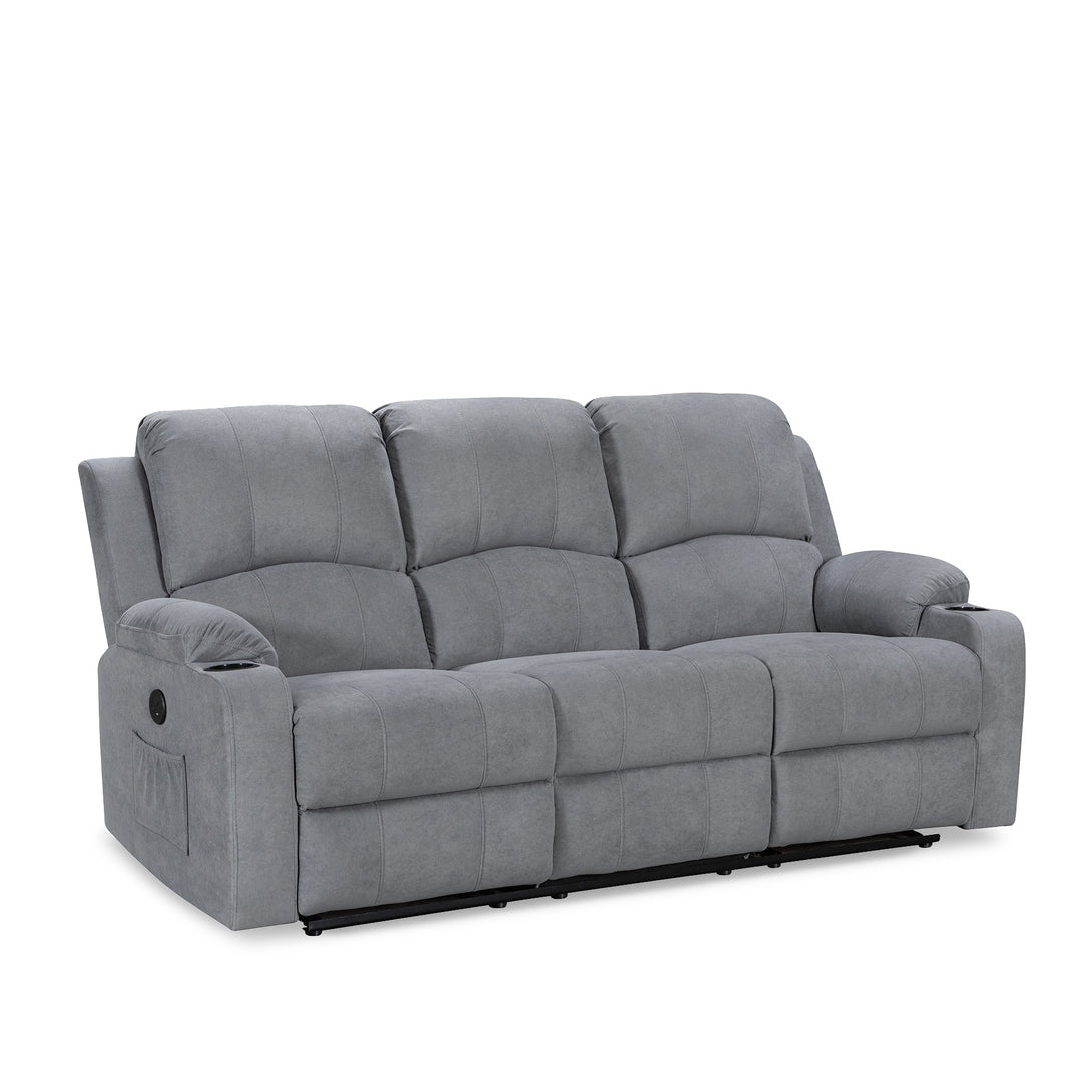 Henley Fabric Electric 3 Seater Recliner Sofa - Grey