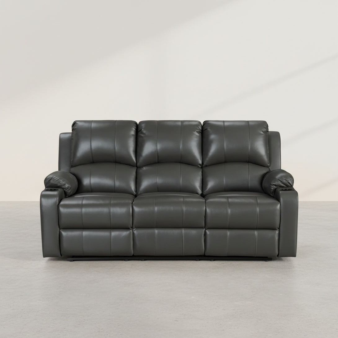 Henley Air Leather Electric 3 Seater Recliner Sofa - Grey
