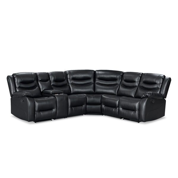 Silverdale Air Leather Manual Recliner Corner Sofa - Black