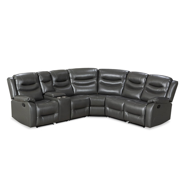 Silverdale Air Leather Manual Recliner Corner Sofa - Grey