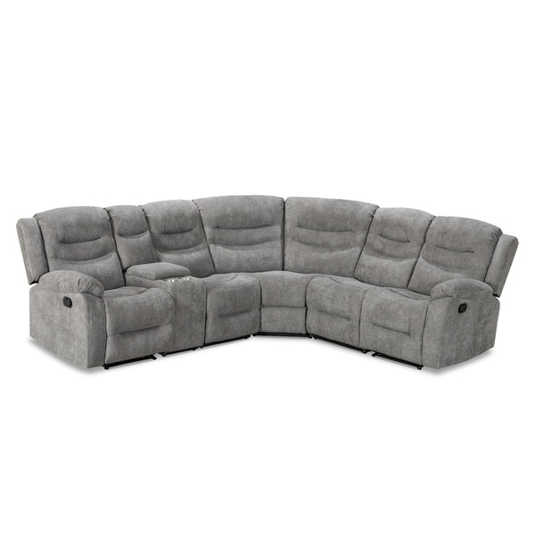 Silverdale Fabric Manual Recliner Corner Sofa - Grey
