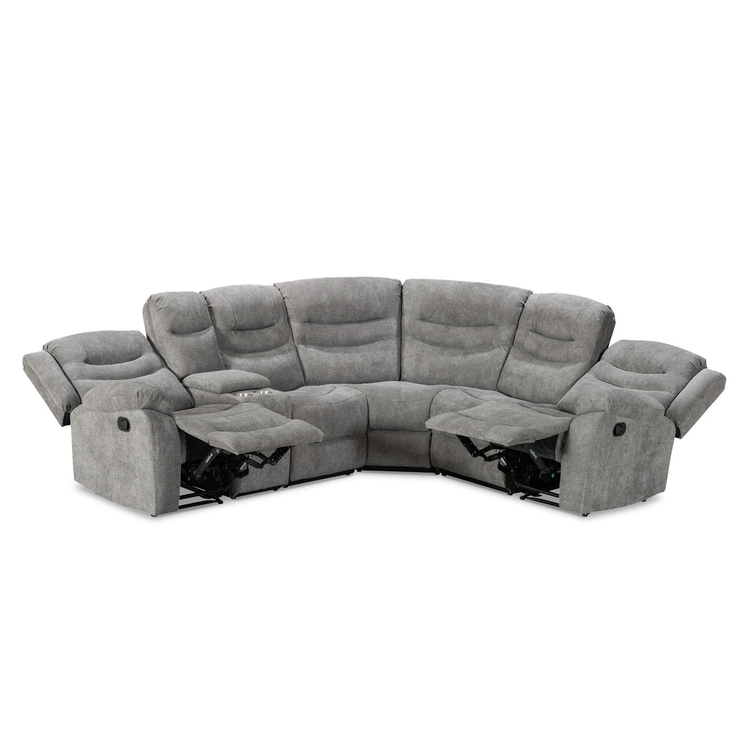 Silverdale Fabric Manual Recliner Corner Sofa - Grey