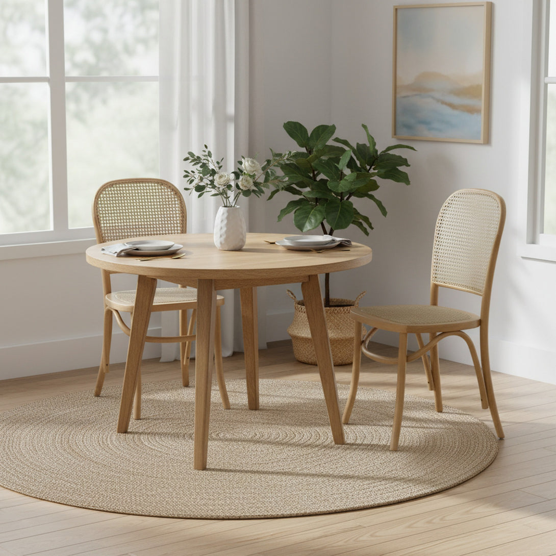 Set of 2 Christopher Beech Wood and Rattan Dining Chair – Natural