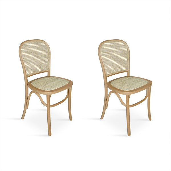 Christopher Beech Wood and Rattan Dining Chair – Set of 2 – Natural