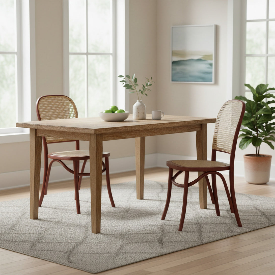 Christopher Beech Wood and Rattan Dining Chair – Set of 2 – Antique Brown