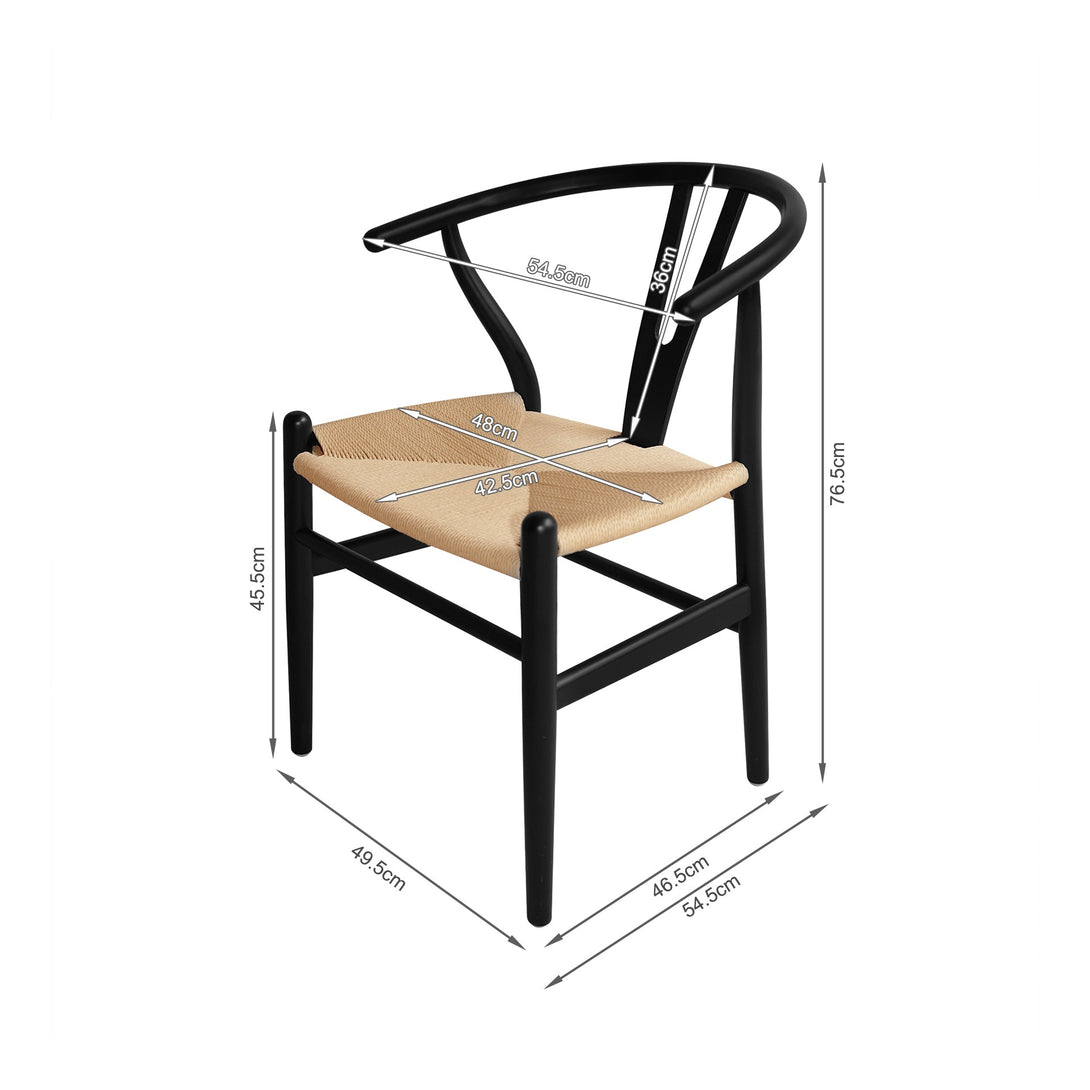 Nathan Wishbone Replica Dining Chair – Set of 2 – Black