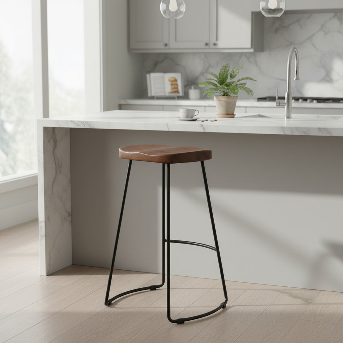 Nolan Beech Wood Bar Stool - Walnut