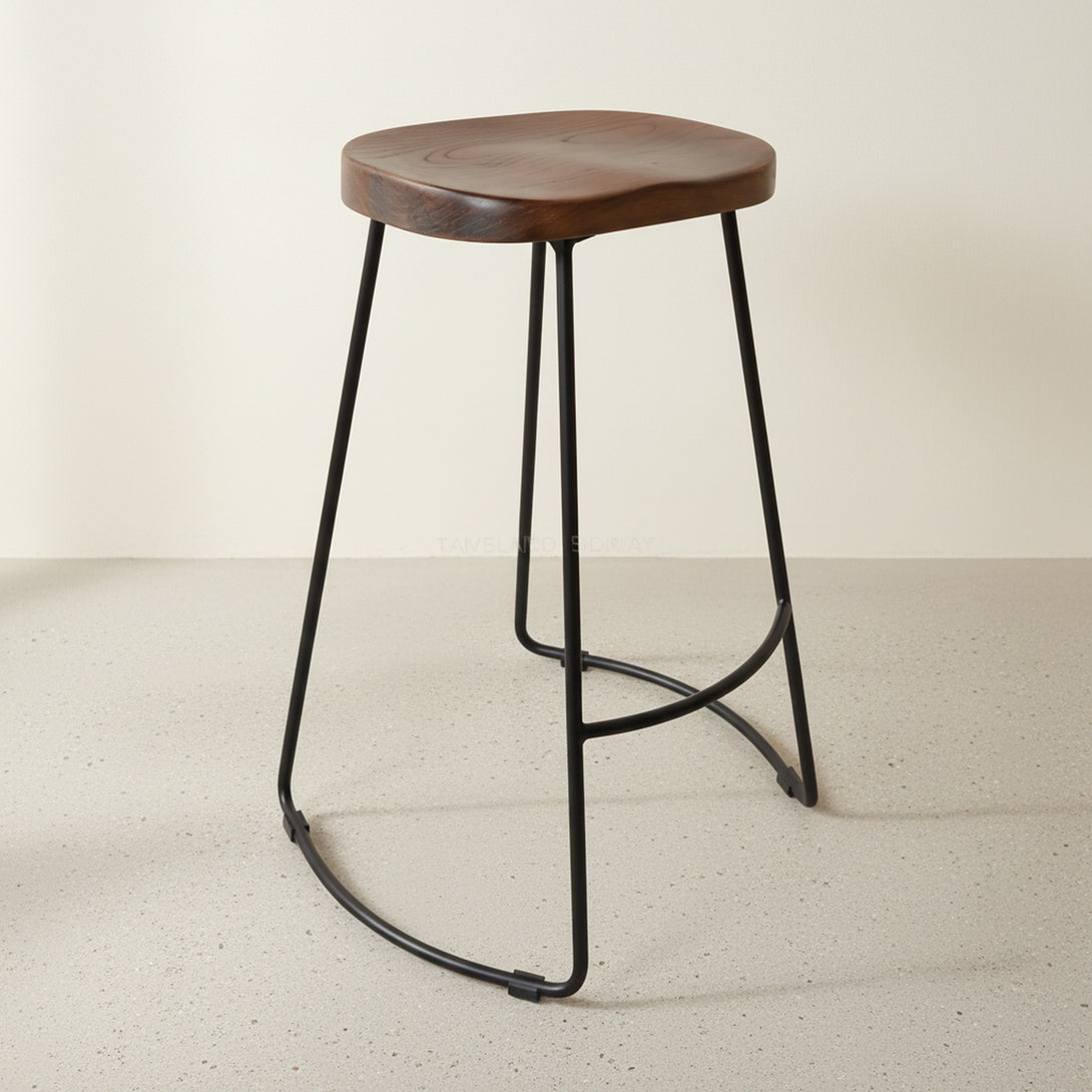 Nolan Beech Wood Bar Stool - Walnut