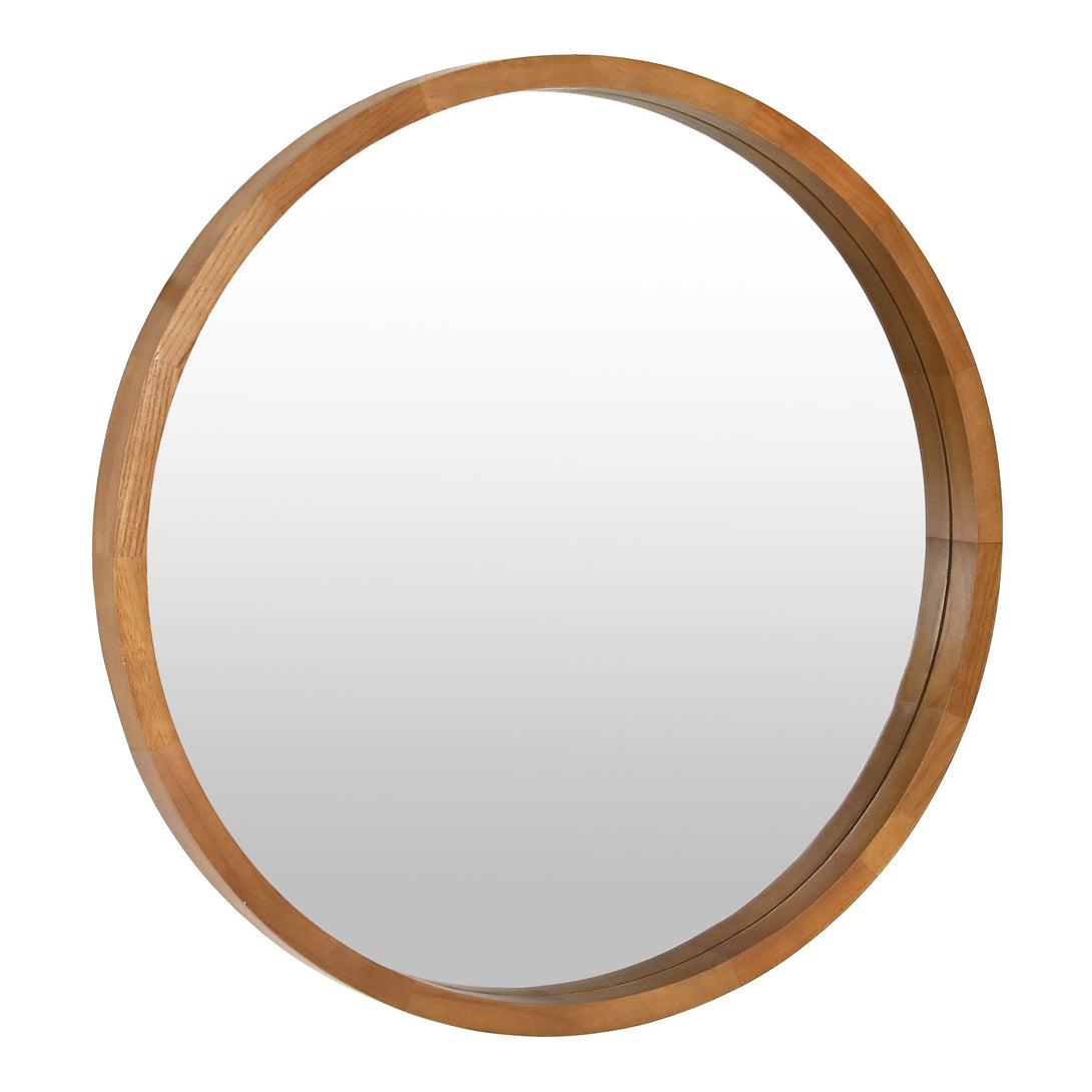 Echo Round Wooden Framed Wall Mirror 60cm - Dark Wood