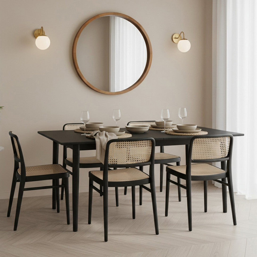 Echo Round Wooden Framed Wall Mirror 60cm - Dark Wood