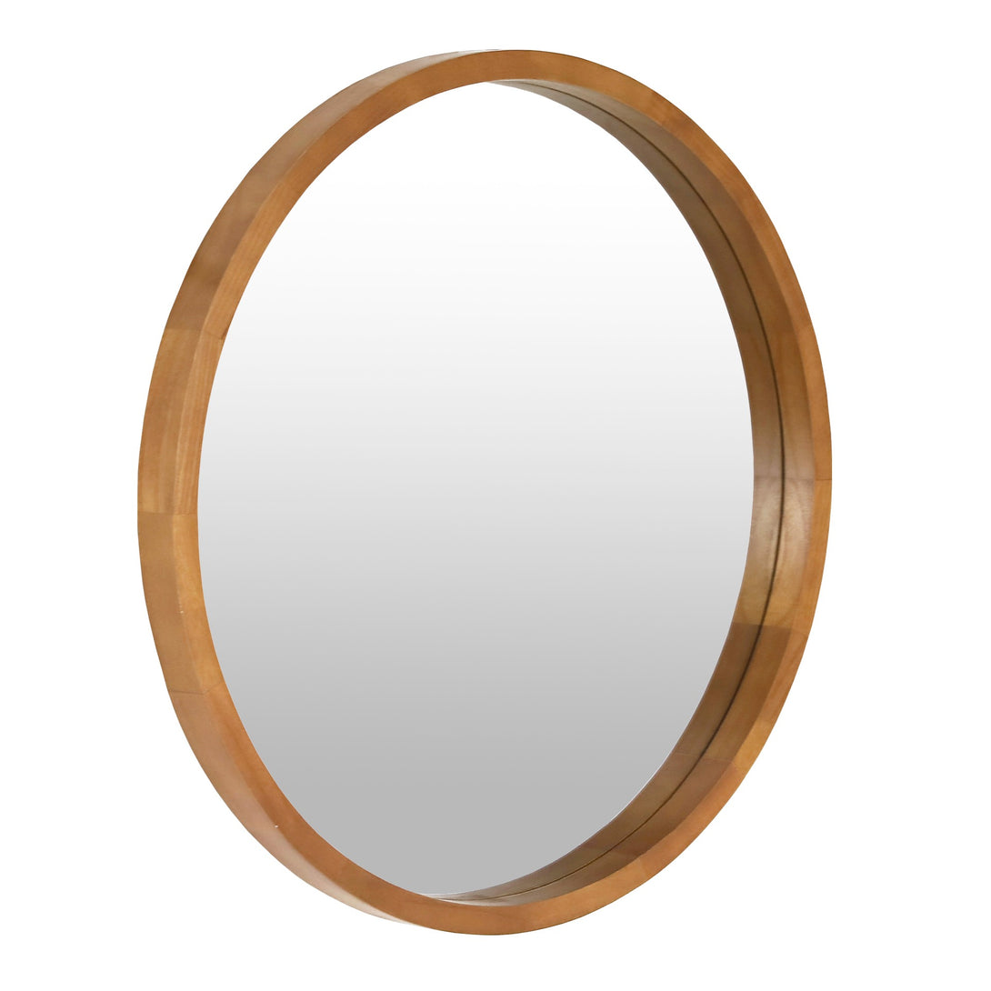 Echo Round Wooden Framed Wall Mirror 60cm - Dark Wood