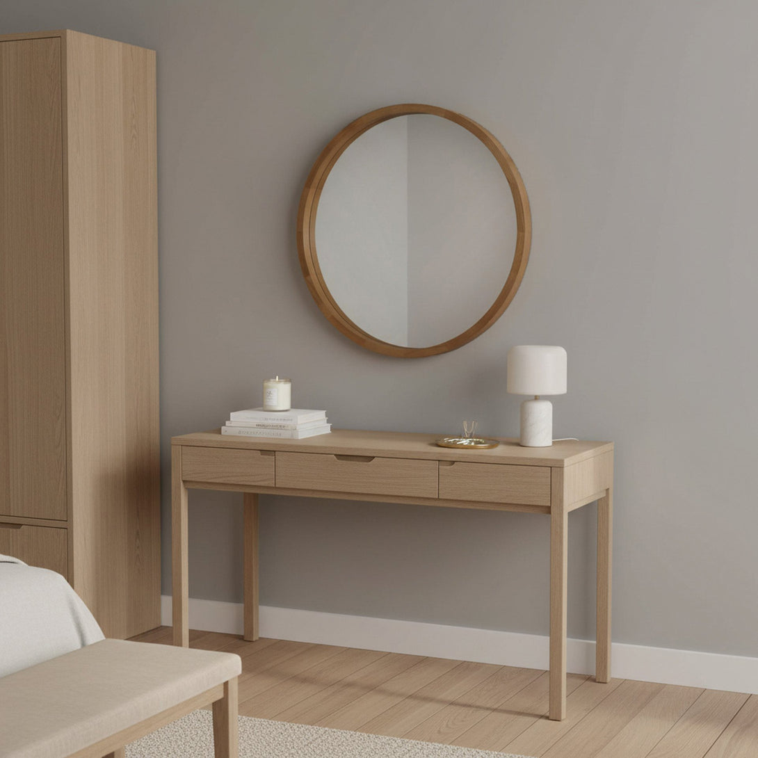 Echo Round Wooden Framed Wall Mirror 60cm - Dark Wood