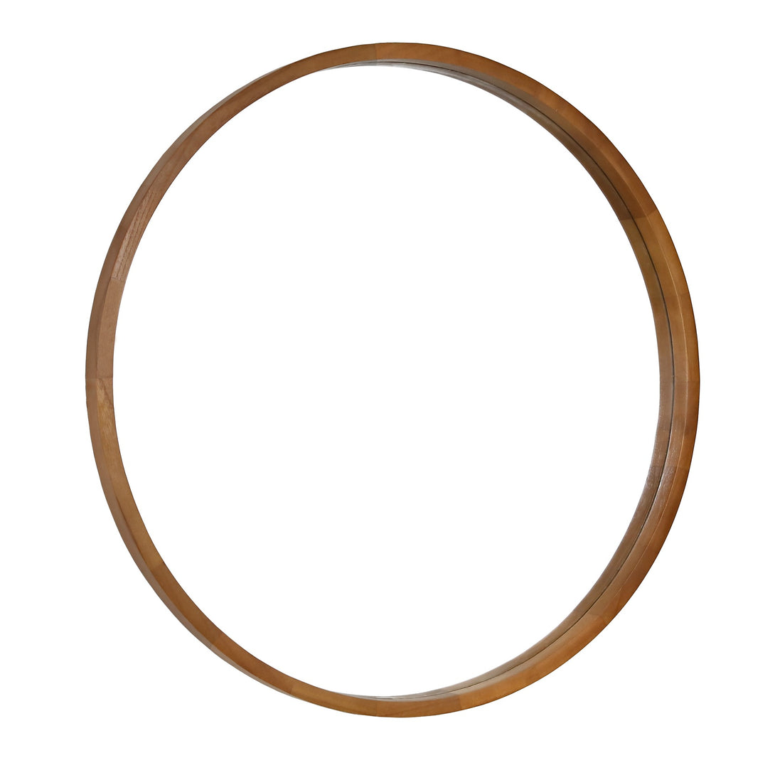 Echo Round Wooden Framed Wall Mirror 80cm - Dark Wood