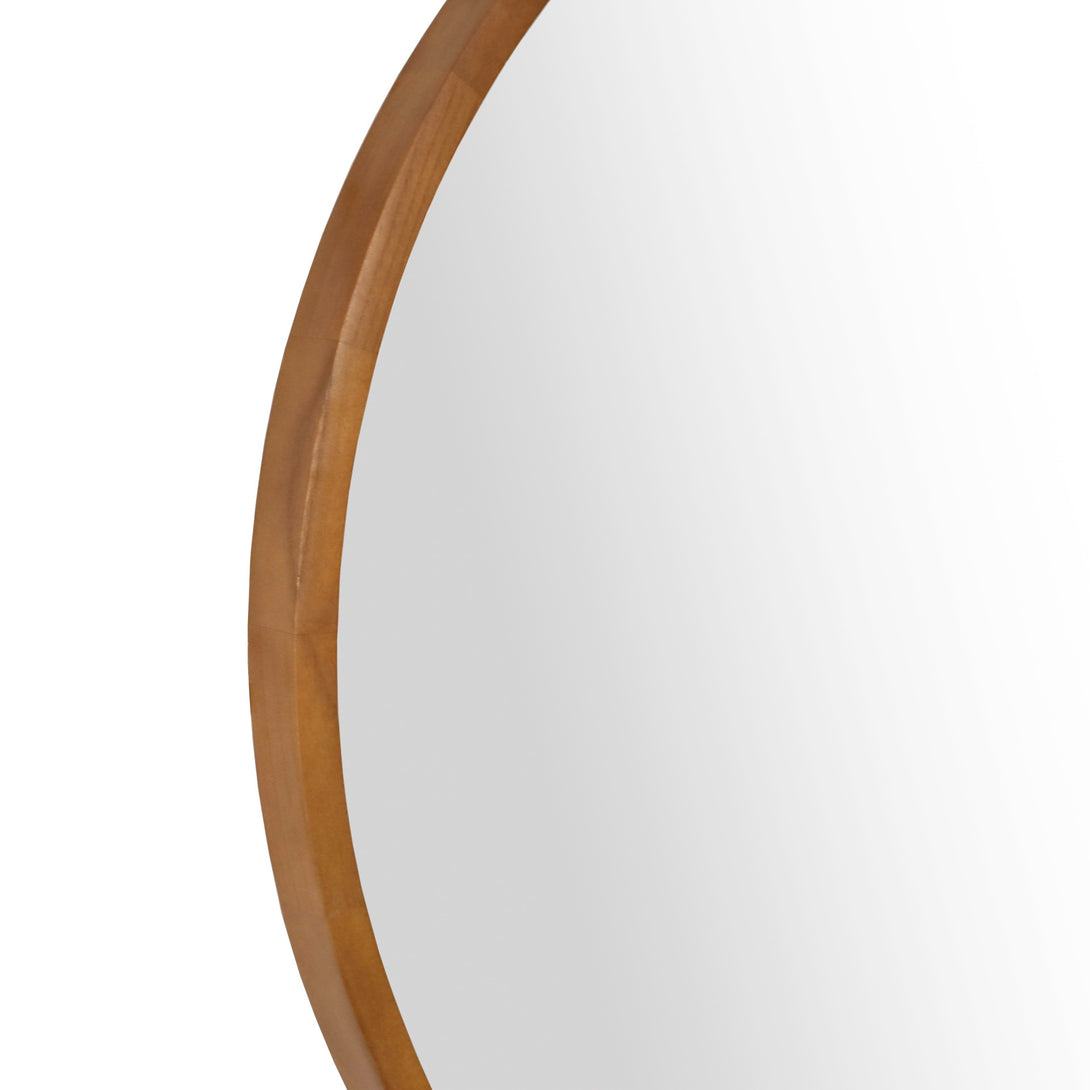 Echo Round Wooden Framed Wall Mirror 80cm - Dark Wood