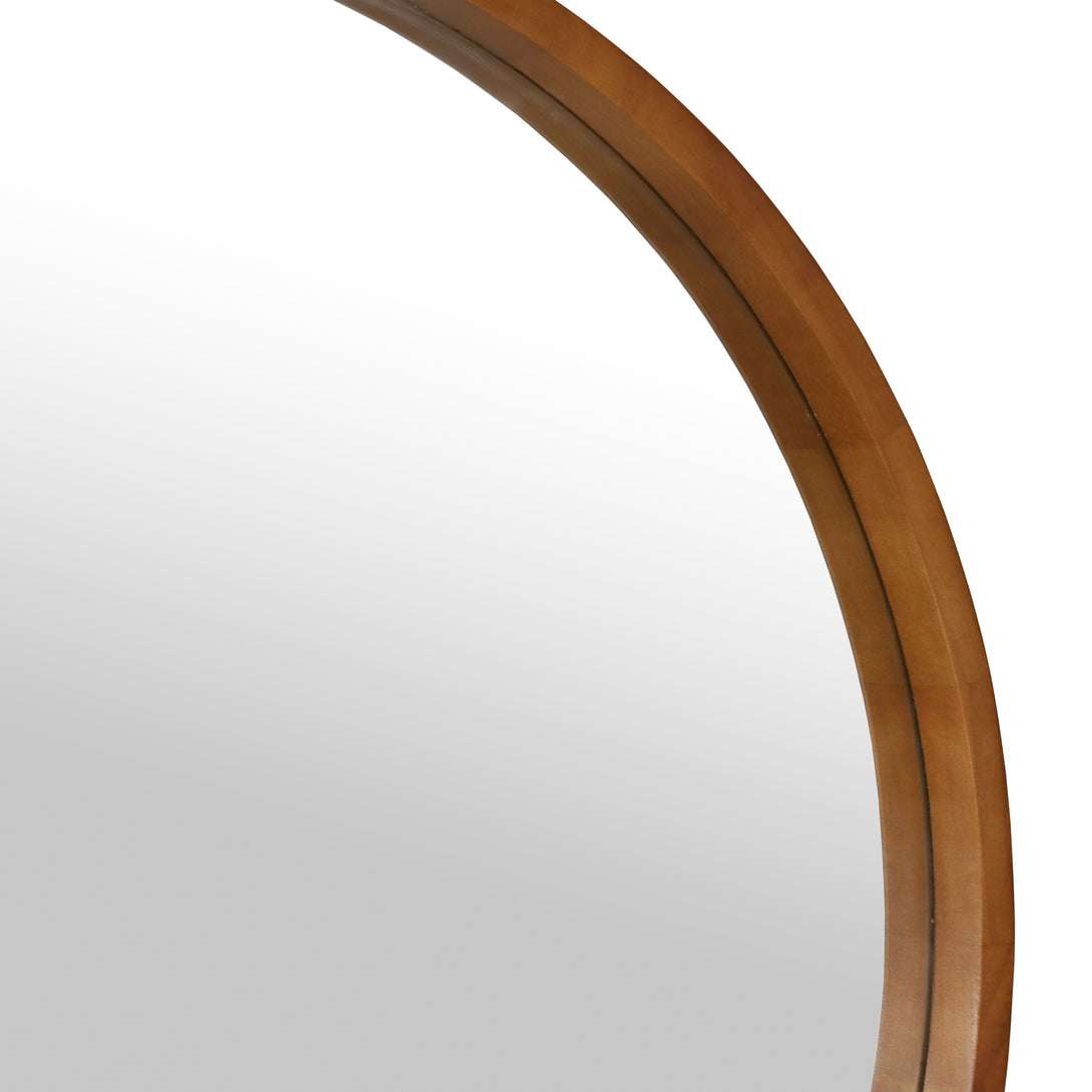 Echo Round Wooden Framed Wall Mirror 80cm - Dark Wood