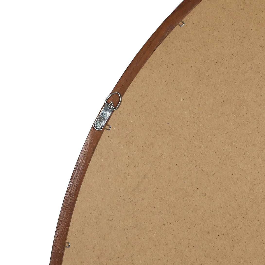 Echo Round Wooden Framed Wall Mirror 80cm - Dark Wood