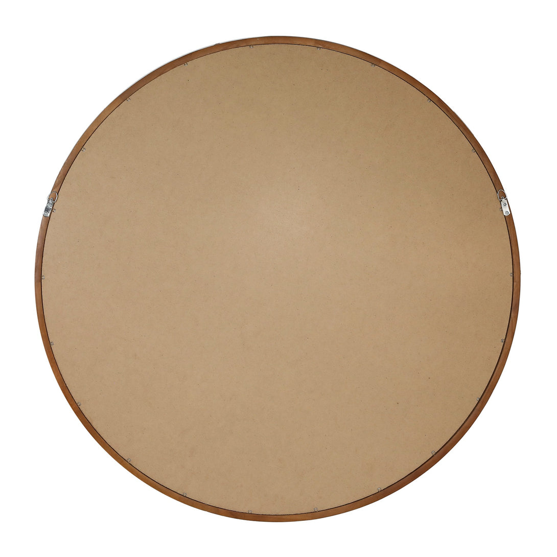 Echo Round Wooden Framed Wall Mirror 80cm - Dark Wood