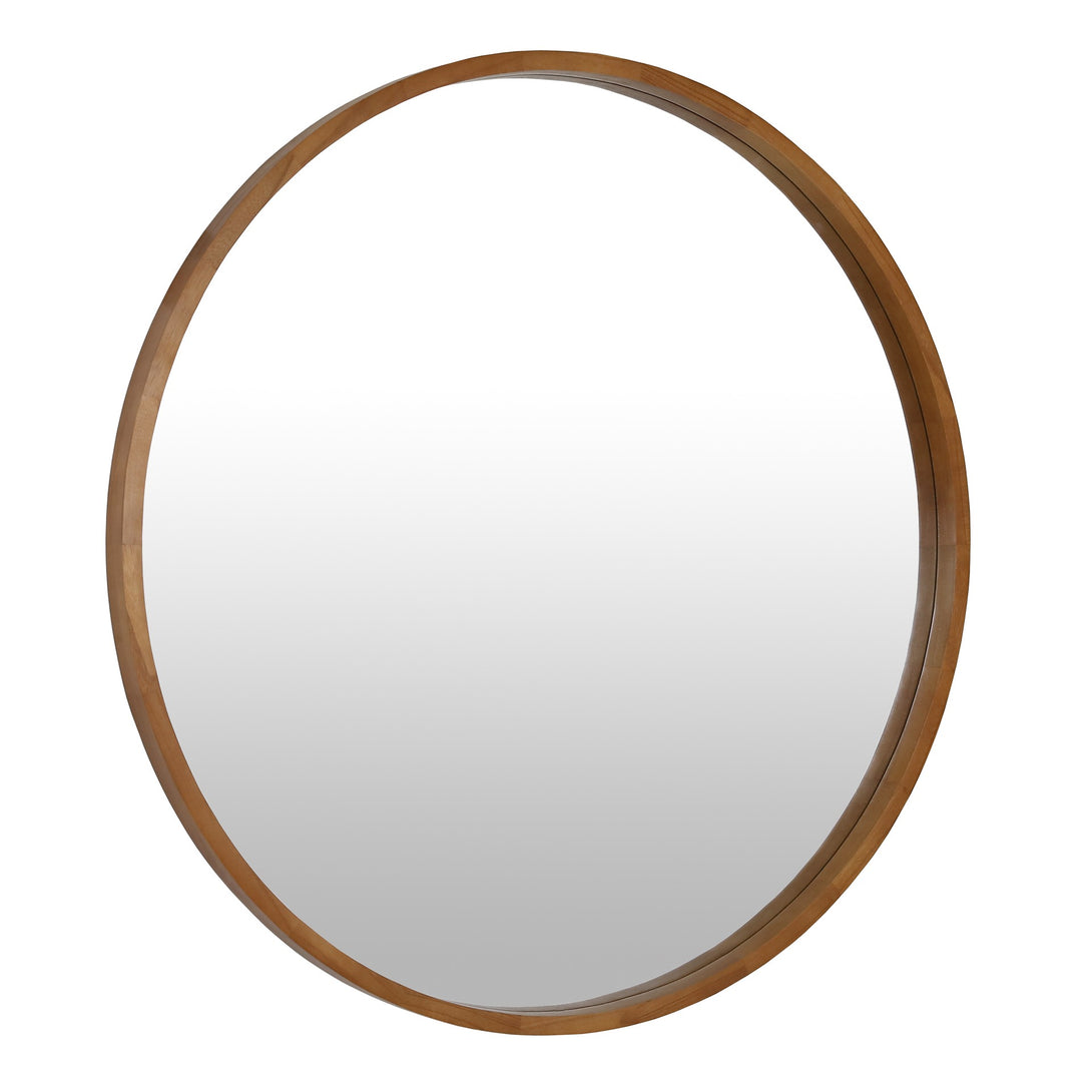 Echo Round Wooden Framed Wall Mirror 95cm - Dark Wood