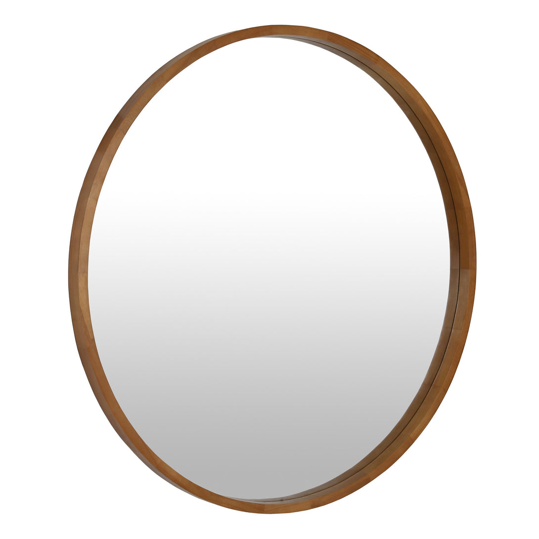 Echo Round Wooden Framed Wall Mirror 95cm - Dark Wood