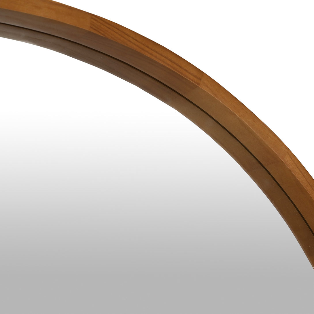 Echo Round Wooden Framed Wall Mirror 95cm - Dark Wood