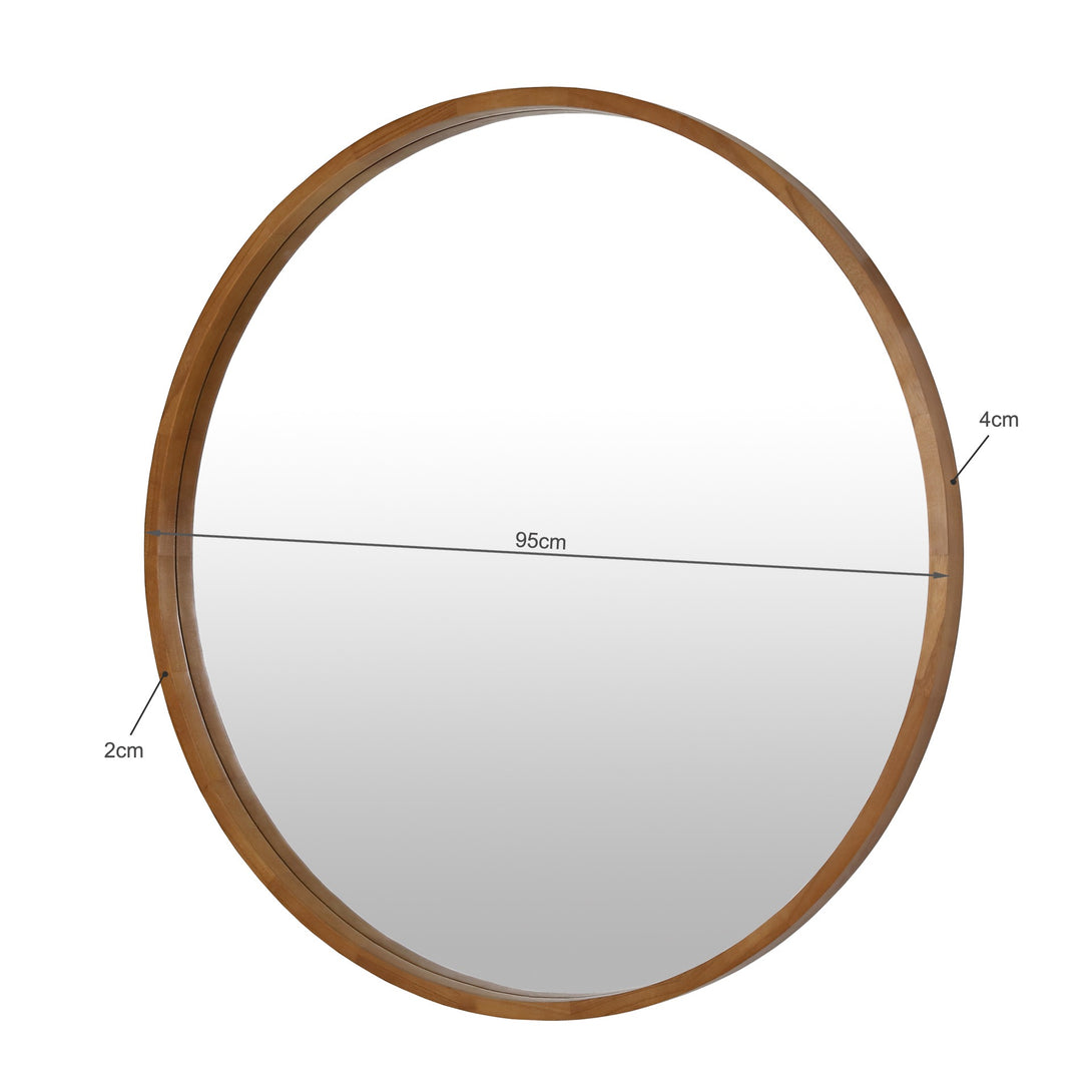 Echo Round Wooden Framed Wall Mirror 95cm - Dark Wood