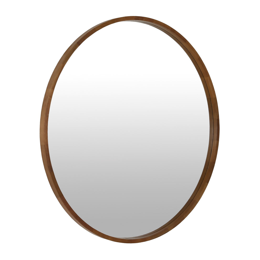 Echo Round Wooden Framed Wall Mirror 120cm - Dark Wood