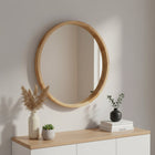 Echo Round Wooden Framed Wall Mirror 60cm - Light Wood