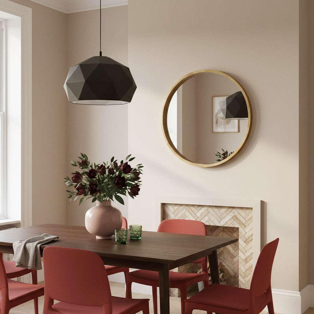 Echo Round Wooden Framed Wall Mirror 60cm - Light Wood